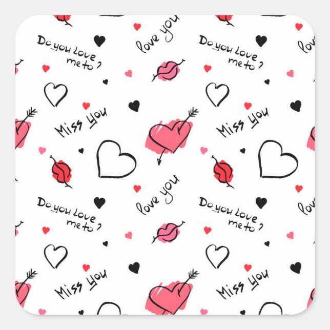 Arrow des Valentins Herz nahtlos Quadratischer Aufkleber (Vorderseite)