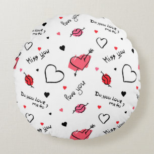 Arrow des Valentins Herz nahtlos Rundes Kissen