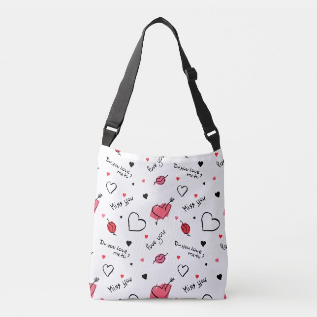 Arrow des Valentins Herz nahtlos Tragetaschen Mit Langen Trägern (Vorderseite)
