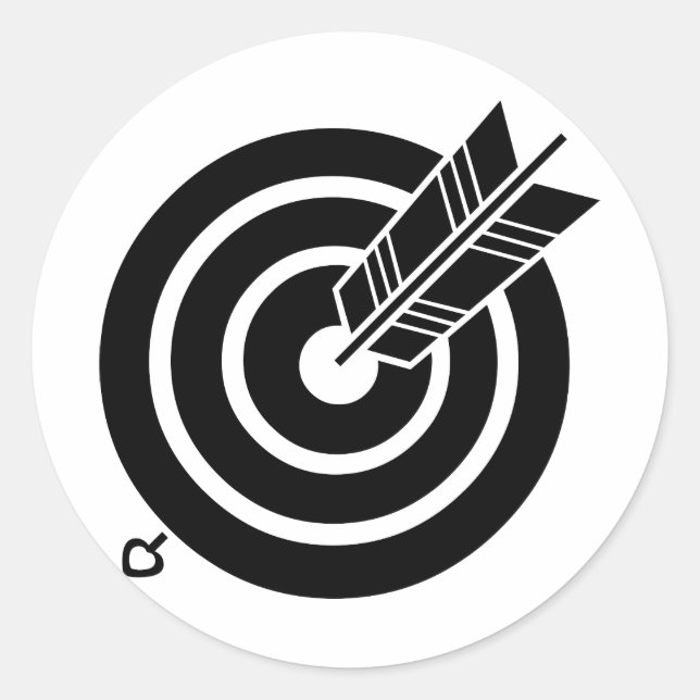 Arrow hit a round target runder aufkleber (Vorderseite)