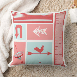 Arrow Mitte des Aqua Red Rooster Color Block Kissen