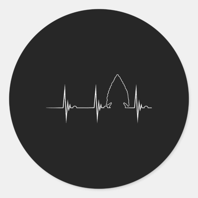 Arrowhead Junting Heartbeat Ekg Puls Hunter Flint Runder Aufkleber (Vorderseite)