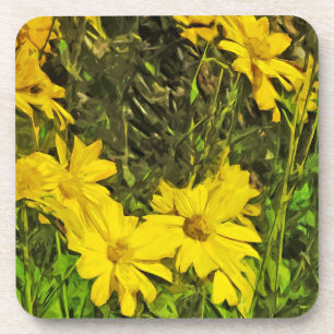Arrowleaf Balsamroot Blume Abstrakt Impressionismu Untersetzer