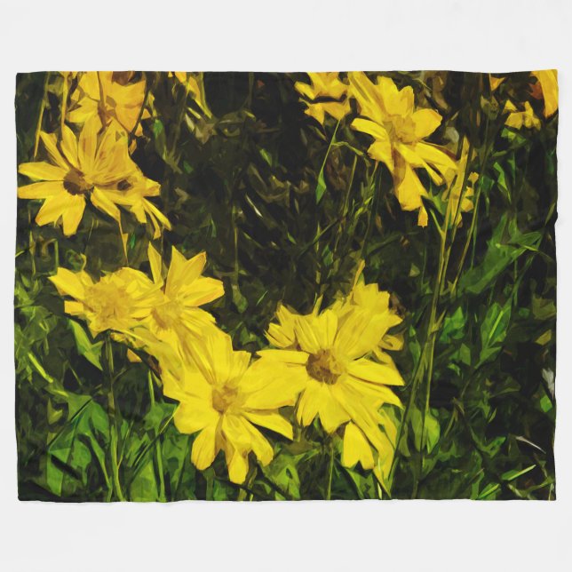 Arrowleaf Balsamroot Gelbe Wildblume Abstrakt Fleecedecke (Vorderseite (Horizontal))