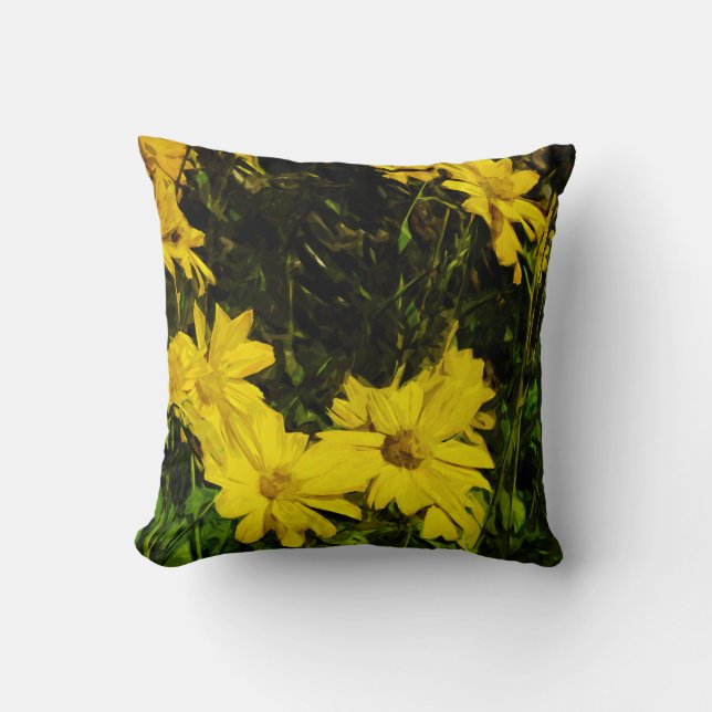 Arrowleaf Balsamroot Gelbe Wildblume Abstrakt Kissen (Vorderseite)