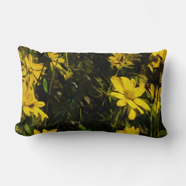 Arrowleaf Balsamroot Gelbe Wildblume Abstrakt Lendenkissen (Vorderseite)