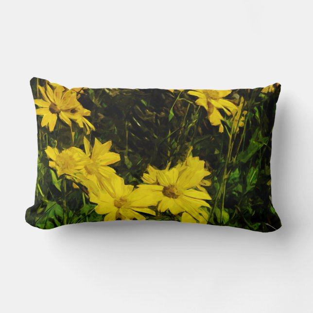 Arrowleaf Balsamroot Gelbe Wildblume Abstrakt Lendenkissen (Vorderseite)