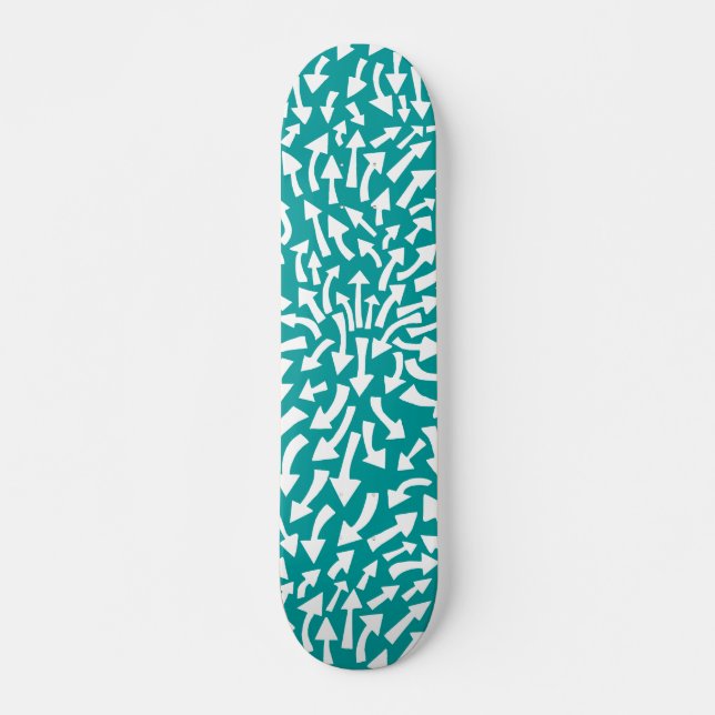 Arrows - White on Teal Skateboard (Vorne)