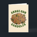 Arroz con Gandules Puerto Rico Karte<br><div class="desc">Das Design zeigt eine originelle Illustration von Arroz-Kronen, einem puerto-ricanischen Gericht aus Reis und Taubenerbsen, gekocht mit Sofrito und hauptsächlich zu Weihnachten serviert. Neben dem gerösteten Schweinefleisch ist Arroz con gandules das nationale Gericht von Puerto Rico. Dieses Design ist auch auf anderen Produkten erhältlich. In diesem Shop sind auch viele...</div>