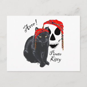 Arrr! Black Cat Pirate Kitty Postkarte