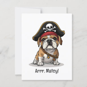 Arrr Matey Pirat Englisch Bulldogge Totenkopf Knoc Postkarte