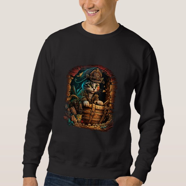 Arrr Meow-ty! Pirate Design with Treasure Chest an Sweatshirt (Vorderseite)
