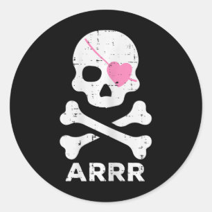 Arrr Pirate Heart Eyepatch Halloween Women Kleinki Runder Aufkleber