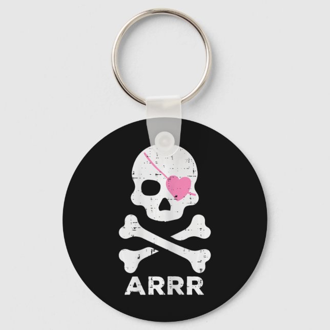 Arrr Pirate Heart Eyepatch Halloween Women Kleinki Schlüsselanhänger (Vorderseite)