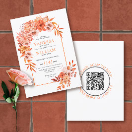 Arsch mit orangefarbenen Blume QR-Hochzeit im Herb Einladung