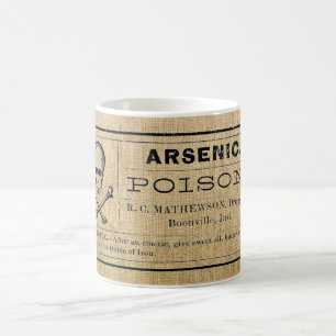 Arsenik-Etikett auf Jute Kaffeetasse