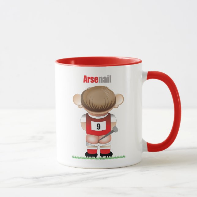 ArsenNail (Arsenal) Funny Football Cartoon Tasse (Rechts)