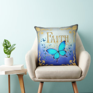 Arsty Blue Butterfly 20"x20" Wurfkissen - Glaube  Kissen
