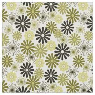 Art 1960 der Blumen x des olivgrünen Grüns Stoff