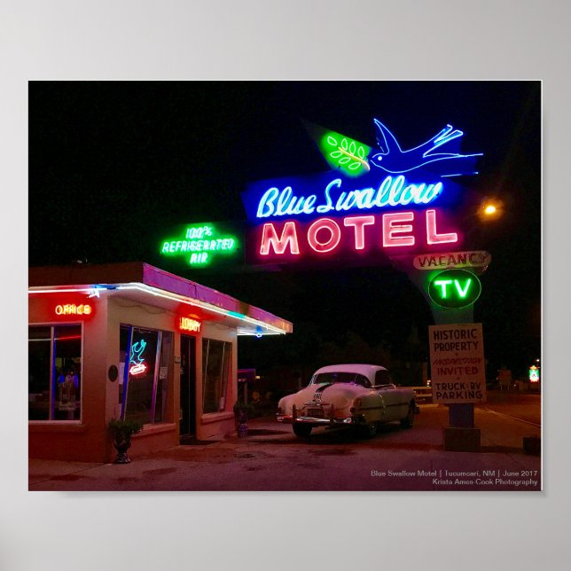 Art 66 Neon | Blue Swallow Motel | Tucumcari, NM Poster (Vorne)