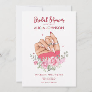 Art à ongles floral nuptiale Invitation douche nup