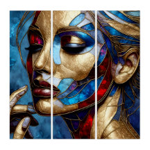 Art Abstrait en vitrail du visage d'une femme