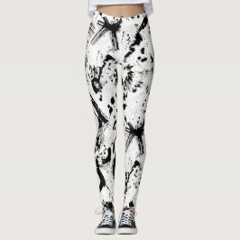 Art abstrait Legging d'éclaboussure noire et