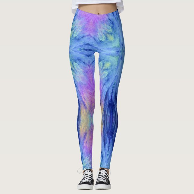 Art Abstrait leggings violet rose pour femmes (Devant)