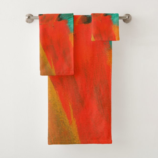 Art abstrait peignant le vert orange rouge d'or (En situation)