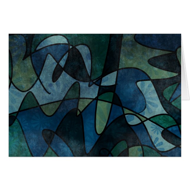 Art abstrait turquoise en verre souillé de (Devant horizontal)