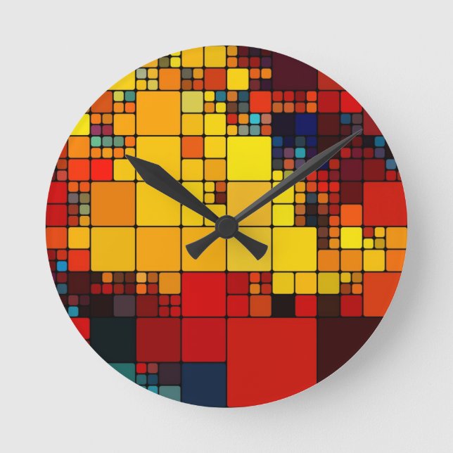 Art abstraktes, dynamisches geometrisches Regenbog Runde Wanduhr (Vorderseite)