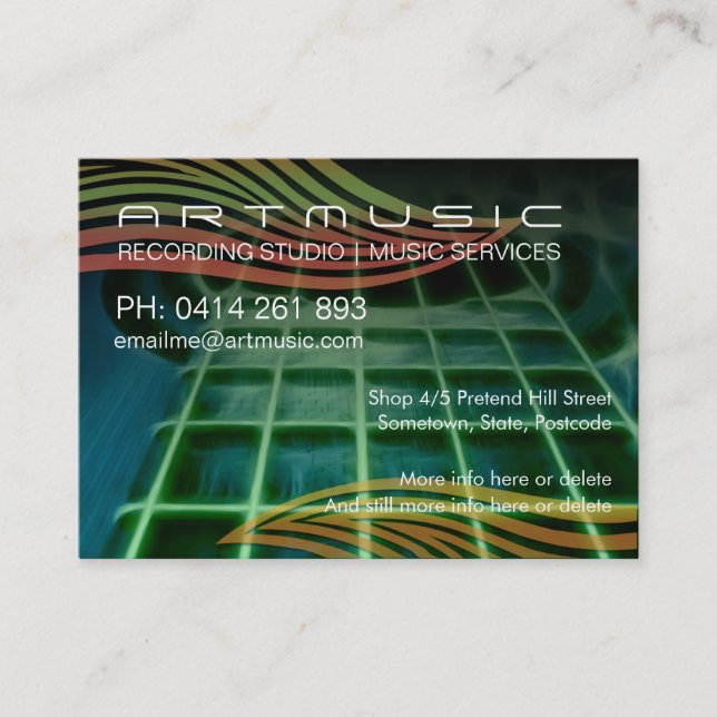Art Acoustico Guitar Business Card Visitenkarte (Vorderseite)