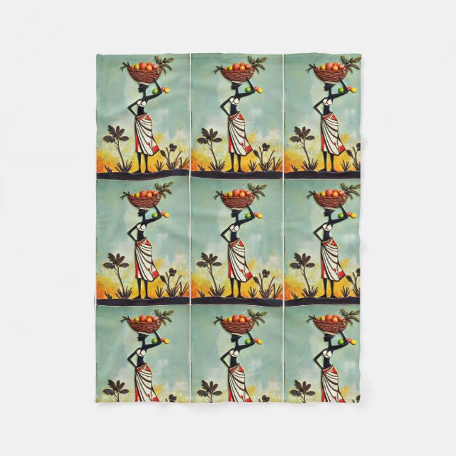 Art Africain - Femme sur les couvertures à jetons, (Devant)