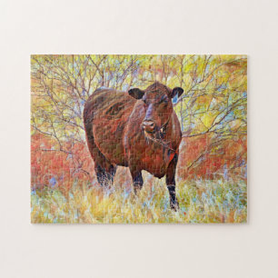 Art Angus Cow Art Puzzle coloré