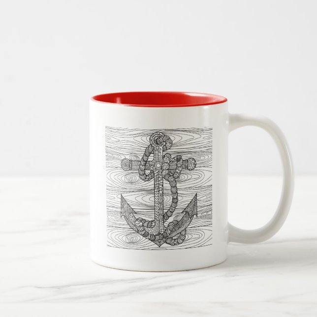 Art-Anker und Seil Zweifarbige Tasse (Rechts)