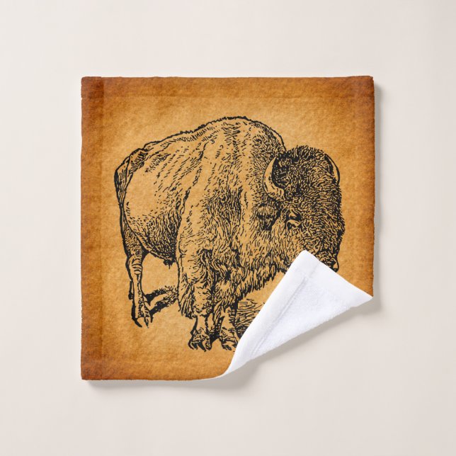 Art antique Russe Western Wilalo Buffalo Bison (Gant de toilette)