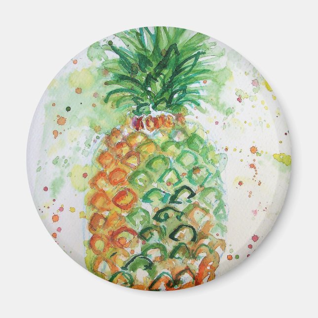 Art Aquarelle Ananas Magnet Vert Citron (Devant)