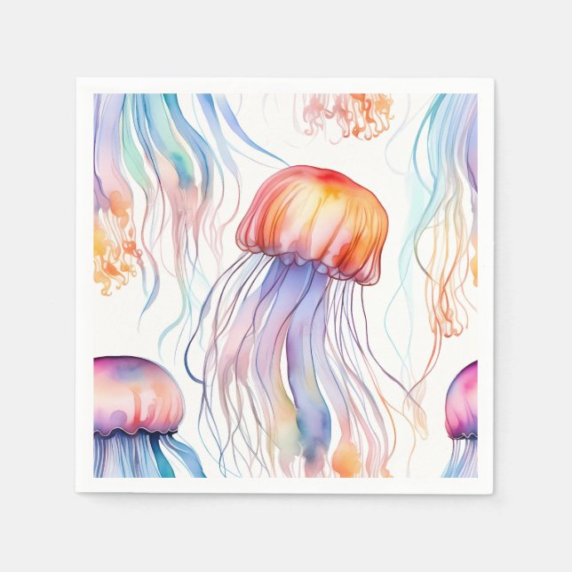 Art Aquarellqualle abstrakt farbenfroh Serviette (Vorderseite)