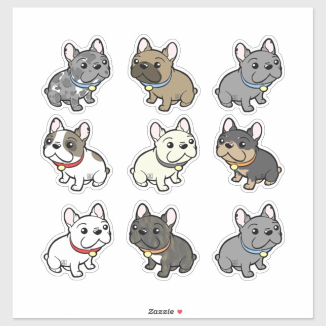 art autocollant frenchie personnalisé (Feuille)