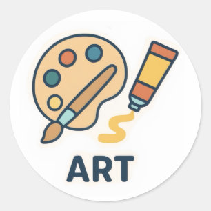 Art Betrifft: Farbpalette und Pinsel Runder Aufkleber