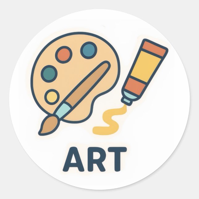 Art Betrifft: Farbpalette und Pinsel Runder Aufkleber (Vorderseite)