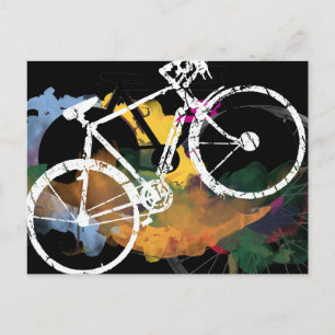 art bicycle digital painting postkarte