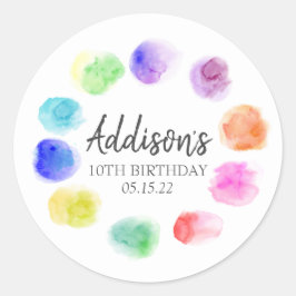 Art Birthday Einladung, Paint Birthday Einladung,  Runder Aufkleber