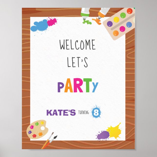 Art Birthday Party - Affiche de bienvenue 8x10 (Devant)