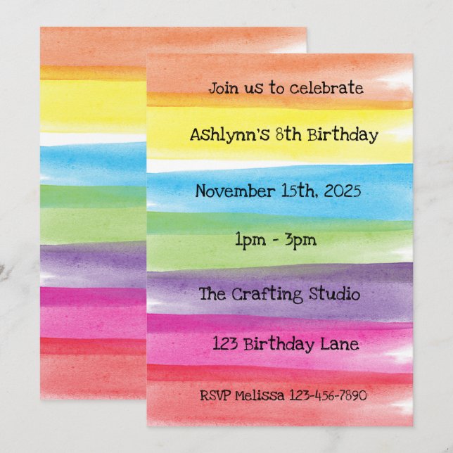 Art Birthday Party Einladung (Vorne/Hinten)