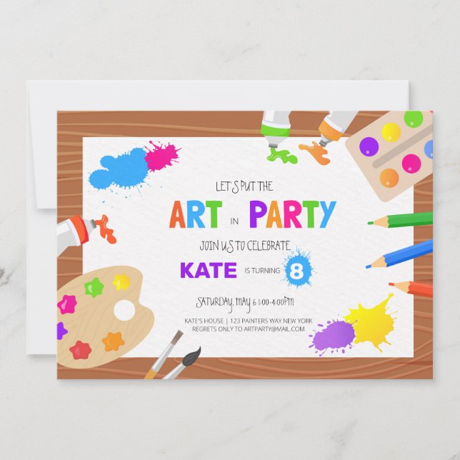 Art Birthday Party - Einladung (Vorderseite)
