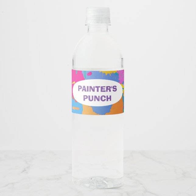 Art Birthday Party - Wasser/Cup/Drink Label (Vorderseite)