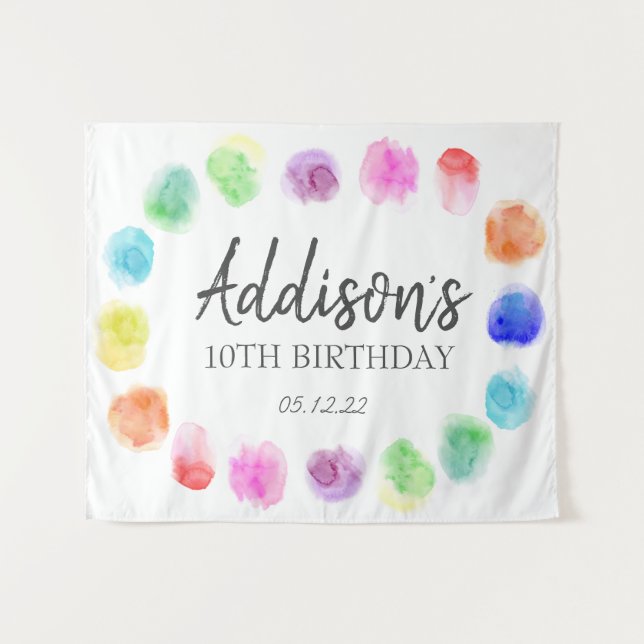 Art Birthday Welcome, Paint Birthday Tapestation Wandteppich (Vorderseite (Horizontal))