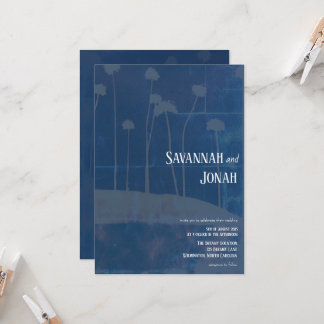 Art Blue Blume Einzigartige Einladung zur Hochzeit