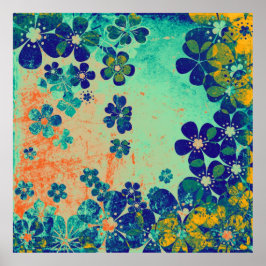 Art Blumengrunge Hintergrund 3 Poster